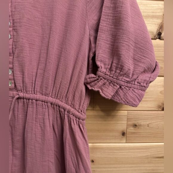 Outerknown Size Medium Organic Cotton Oydssey Peasant Tiered Midi Dress - Picture 4 of 13